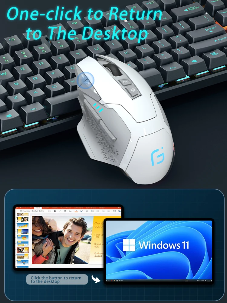 Wireless Gaming Mouse Bluetooth 2.4G Rechargeable Silent Ergonomic Computer 4000dpi For Tablet Macbook Laptop Office