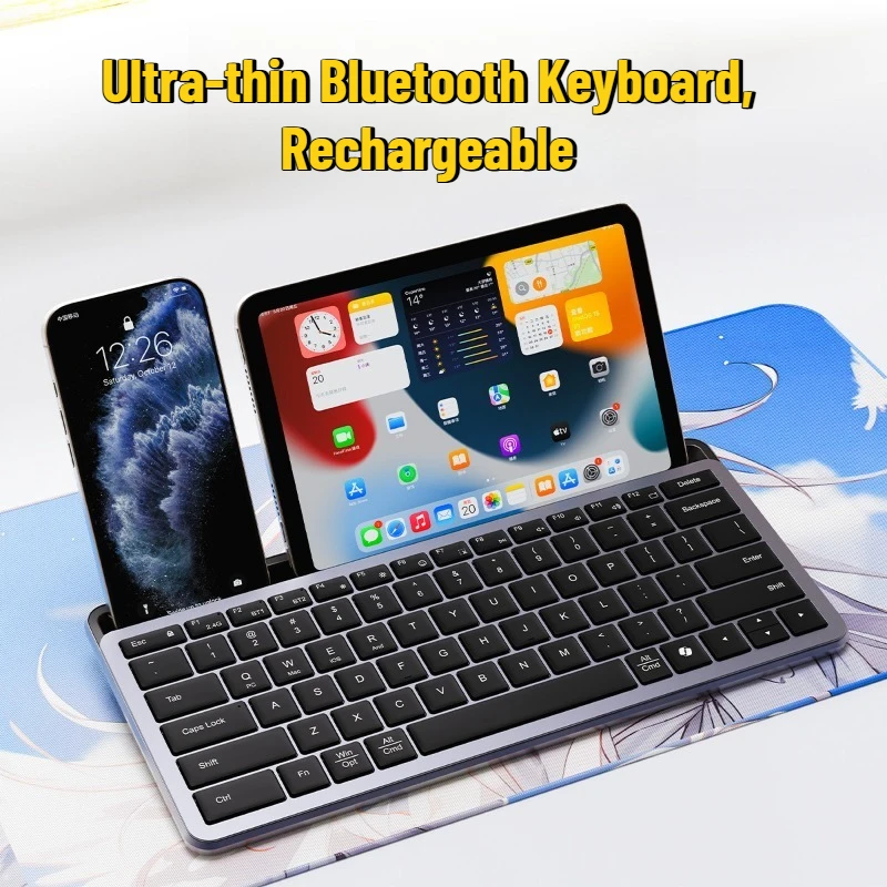 Ultra-thin Bluetooth Keyboard, Rechargeable, Portable & Mini Wireless Silent Keyboard for Office Use