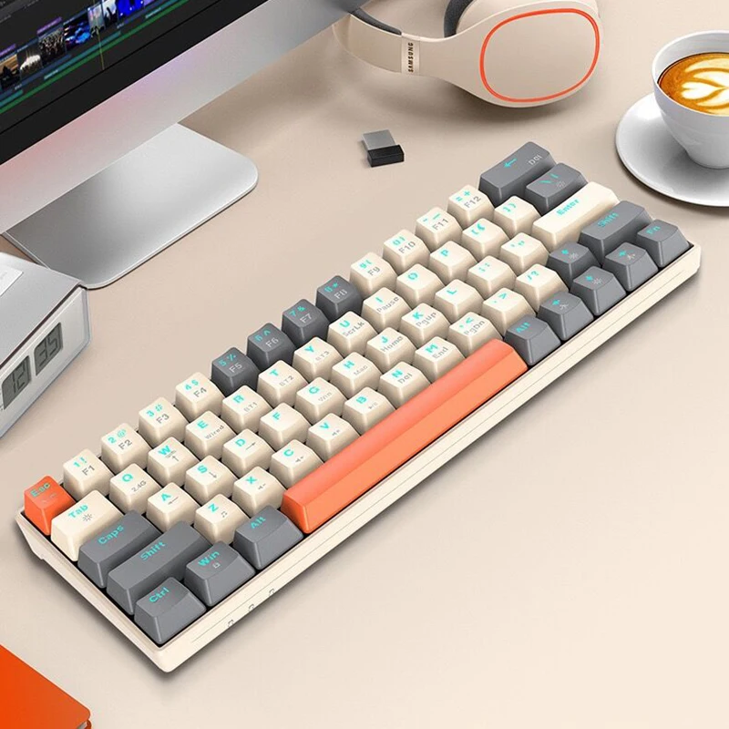 T30 Wireless Keyboard Computer Accessories Gaming Mechanical Keyboard2.4G Bluetooth USB Type-C Rechargeable RGB Backlight Laptop