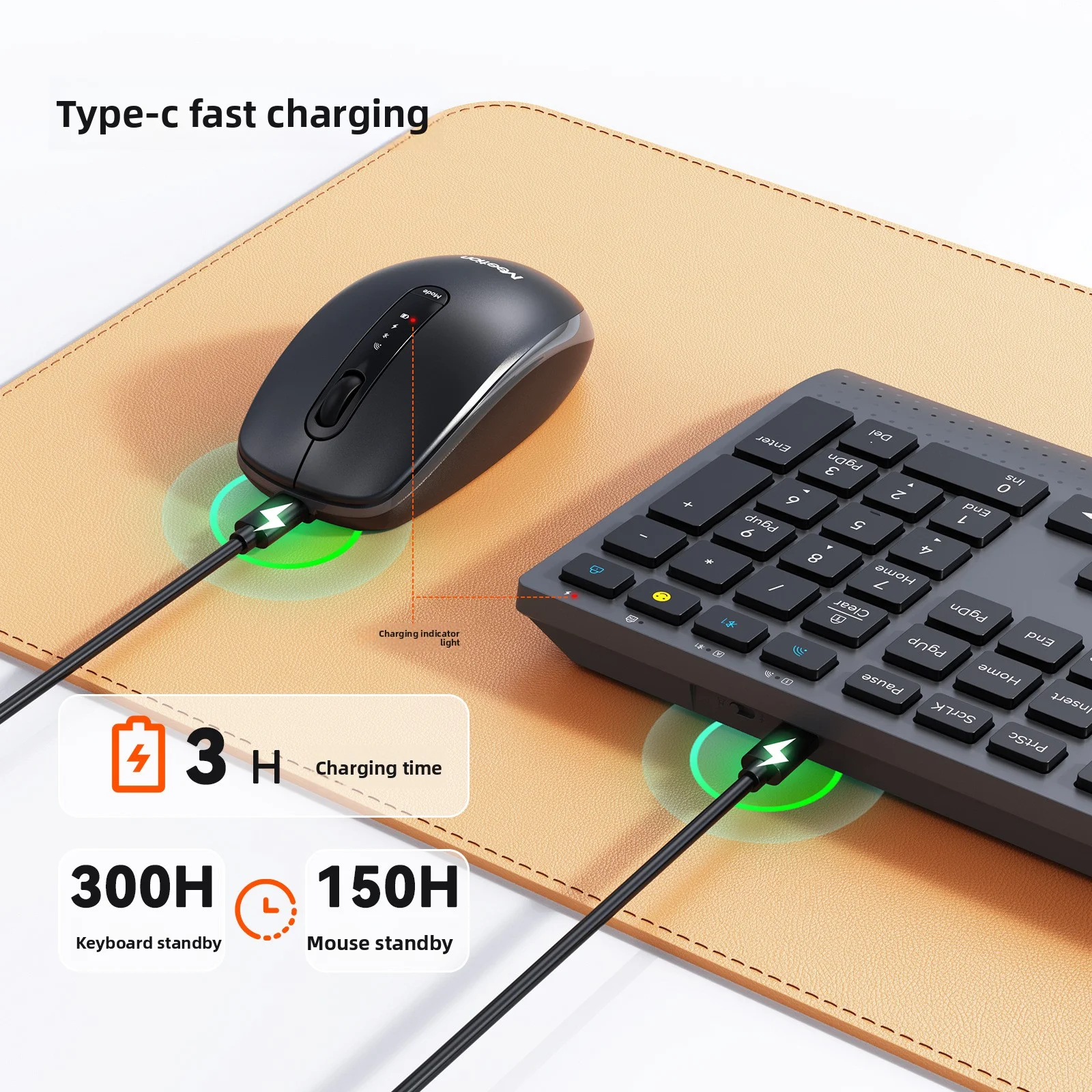 Bluetooth Keyboard Mouse Combo 2.4G Dual-mode Full-Size Rechargeable Wireless Keyboard Mouse Set for Windows PC Gamer Office