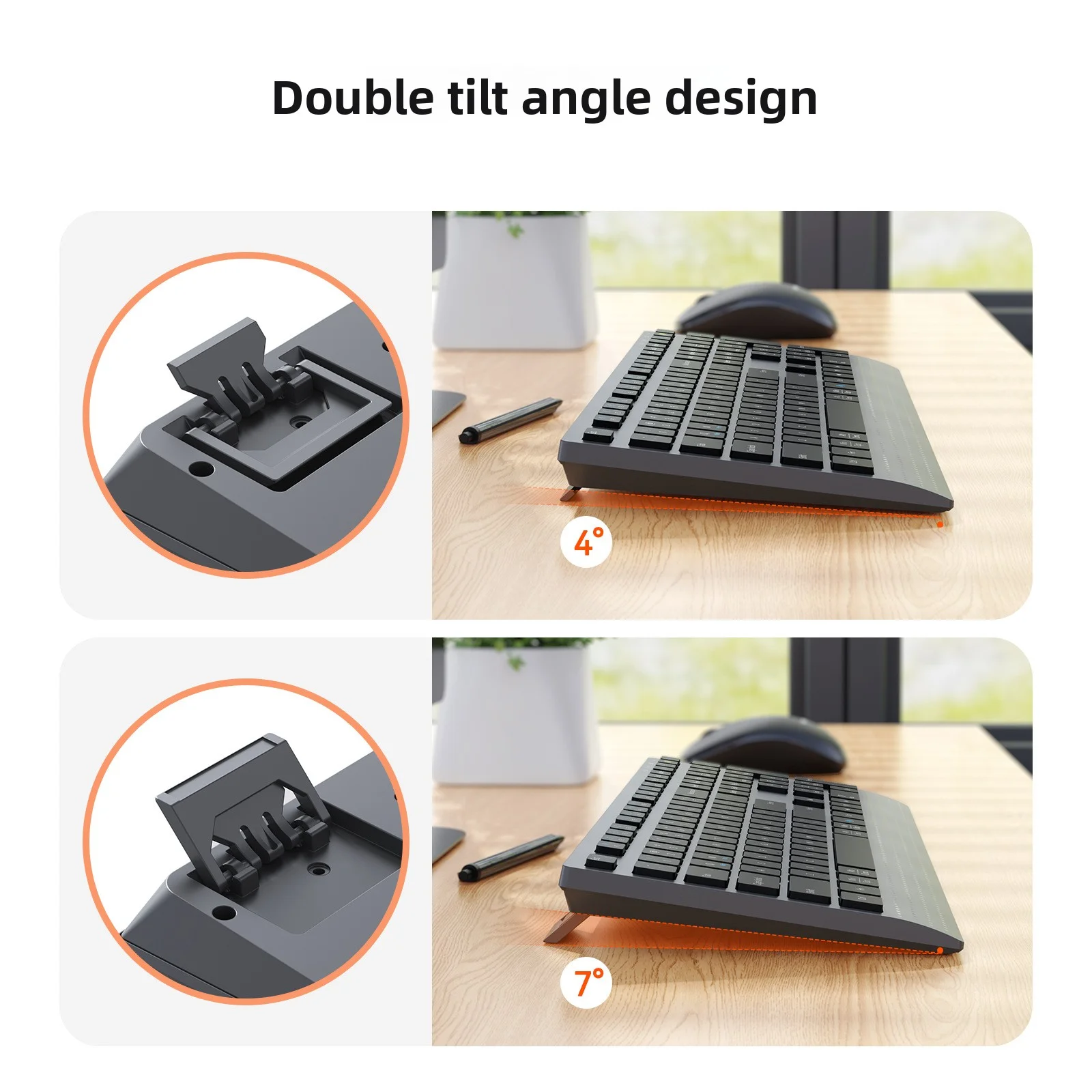 Bluetooth Keyboard Mouse Combo 2.4G Dual-mode Full-Size Rechargeable Wireless Keyboard Mouse Set for Windows PC Gamer Office