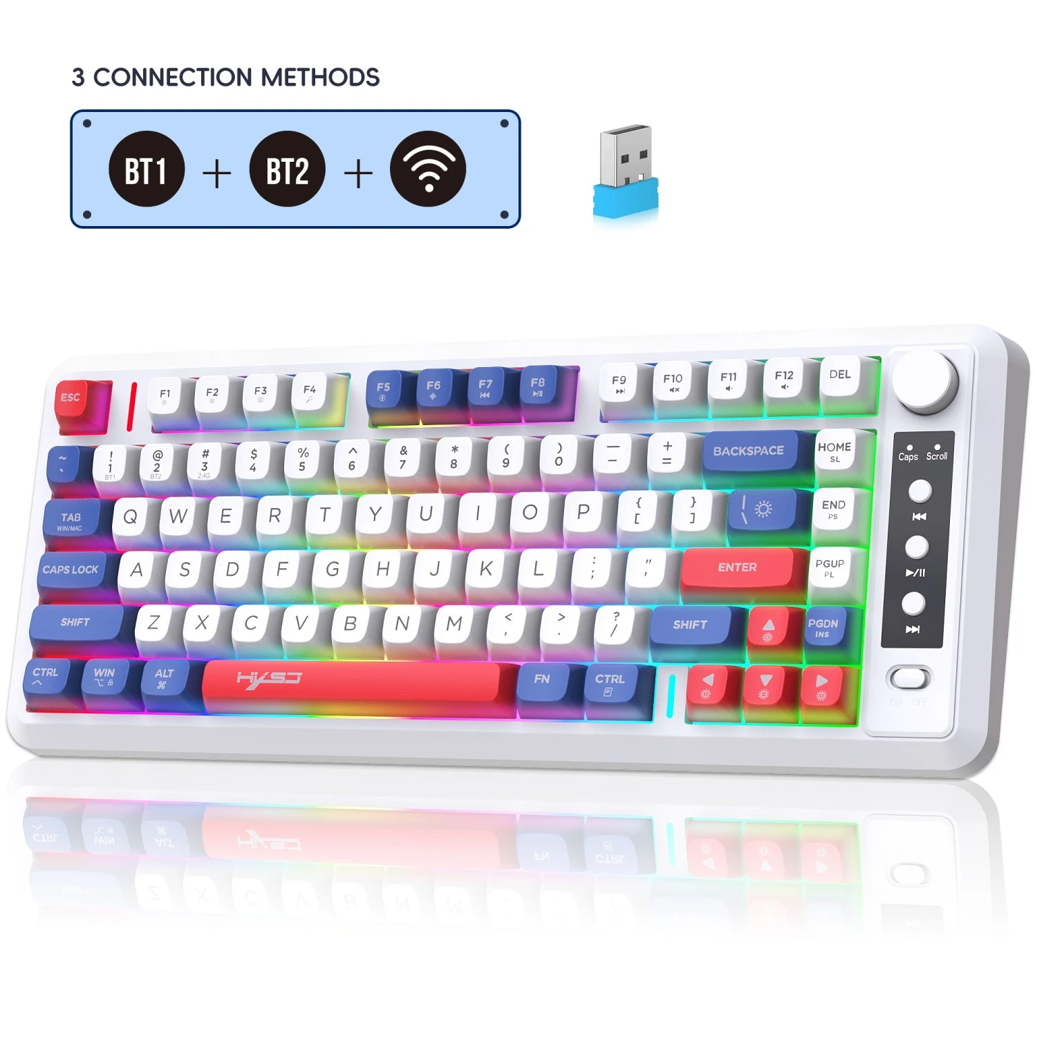 Wireless membrane keyboard bluetooth+2.4G 81-key teclados teclado sem fio rechargeable colorful compact office game pc keyboard