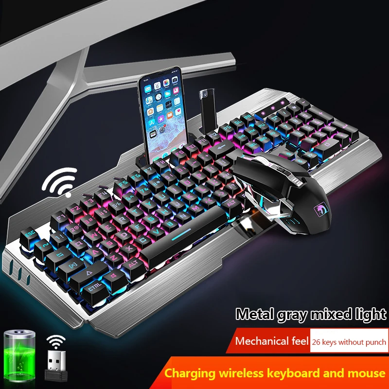 Recharging Wireless Keyboard and Mouse Gaming Keyboard and Mouse with Backlit PC Accessories Laptop Accessories Black and White