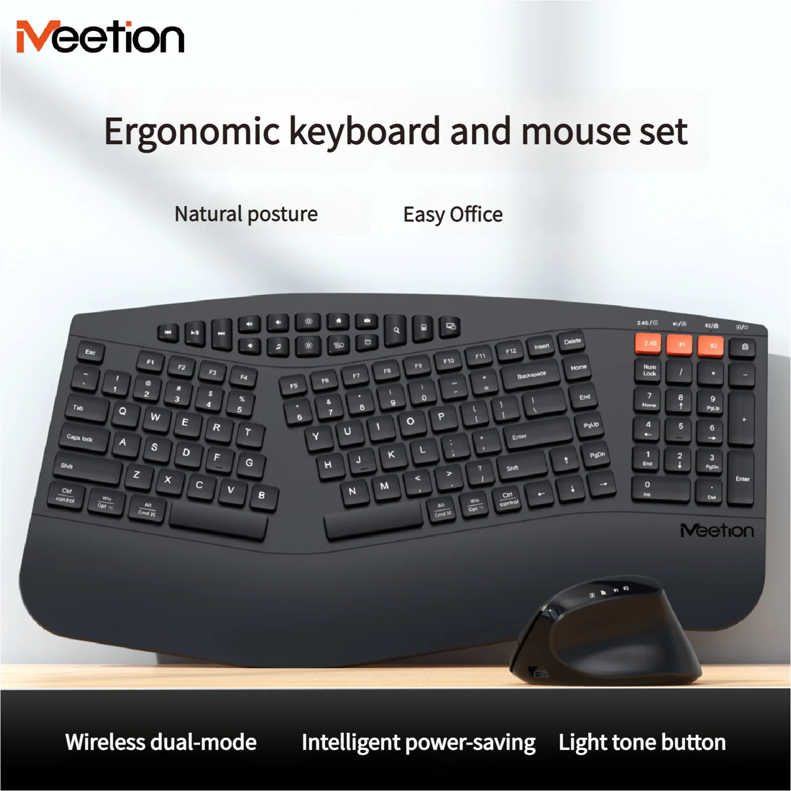 Wireless 2.4G Dual-Mode Keyboard Mouse Set Ergonomic Silent Keyboard Combo 2400DPI Rechargeable Wrist Rest Keyboard Mouse Kit