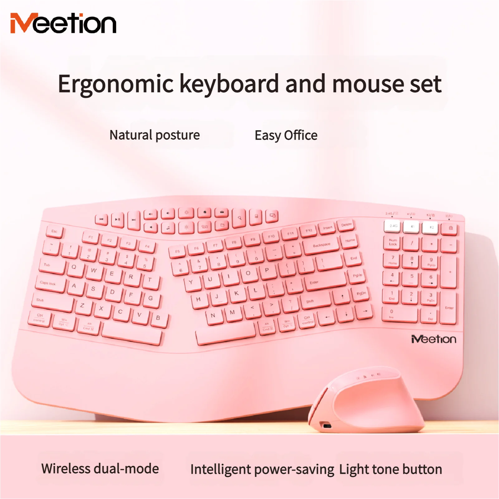 Wireless 2.4G Dual-Mode Keyboard Mouse Set Ergonomic Silent Keyboard Combo 2400DPI Rechargeable Wrist Rest Keyboard Mouse Kit