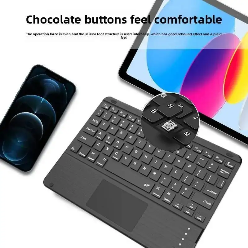 Wireless Bluetooth Rechargeable Keyboard 12 Inch Bluetooth Mini Slim Touchpad Mute Keyboard For iPad Phone Tablet Android/iOS