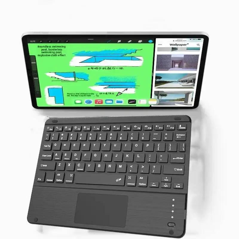 Wireless Bluetooth Rechargeable Keyboard 12 Inch Bluetooth Mini Slim Touchpad Mute Keyboard For iPad Phone Tablet Android/iOS