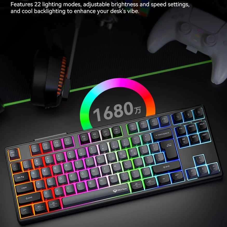 Backlit RGB Gaming Mechanical Keyboard Gamer Tri Mode 87Keys Keyboard DIY Custom Keycap Hotswap Wireless Rechargeable Keyboard