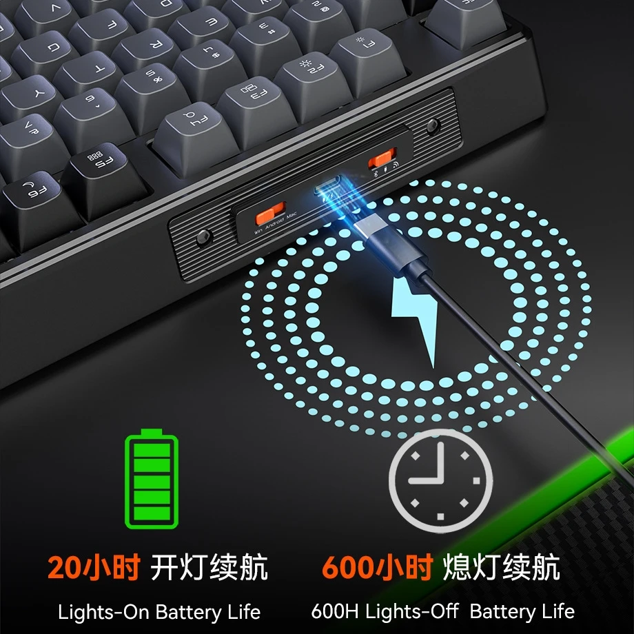 Backlit RGB Gaming Mechanical Keyboard Gamer Tri Mode 87Keys Keyboard DIY Custom Keycap Hotswap Wireless Rechargeable Keyboard