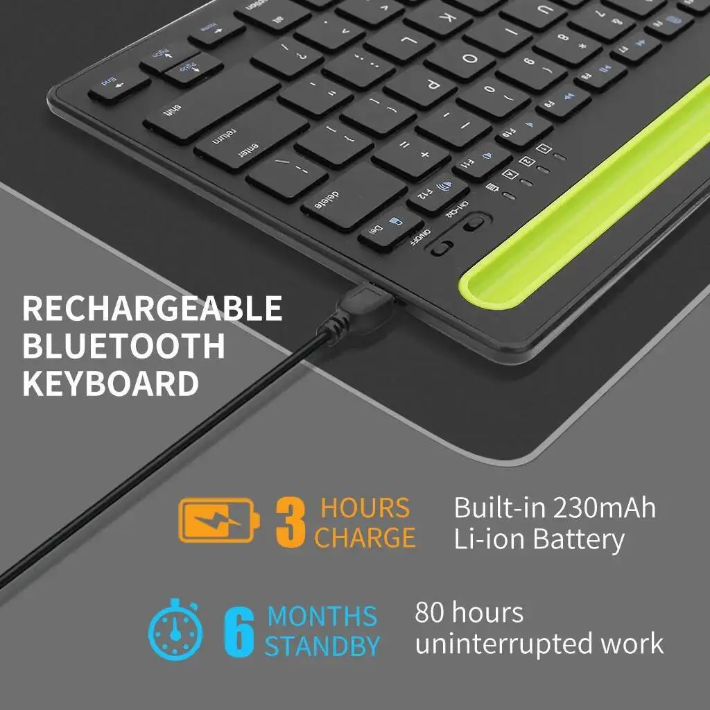Mini Bluetooth Keyboard For Tablet Laptop PC Wireless 78 keys Slim Rechargeable Multimedia Keyboard For Android ios Windows Mac