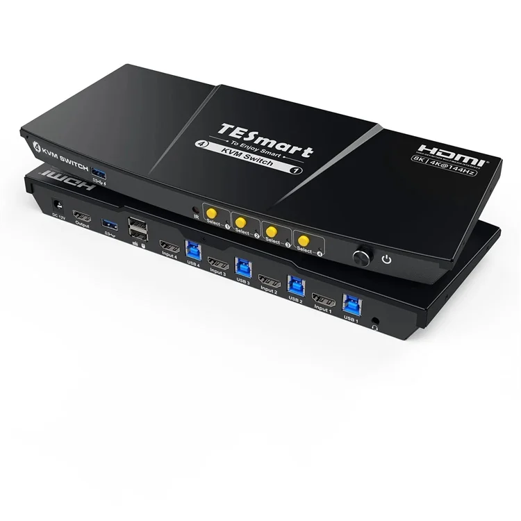 TESmart Gaming KVM Switches 8K 60HZ 2.1 4 PCs 1 For Home Theater Systems 4 Port Video KVM Switcher Units
