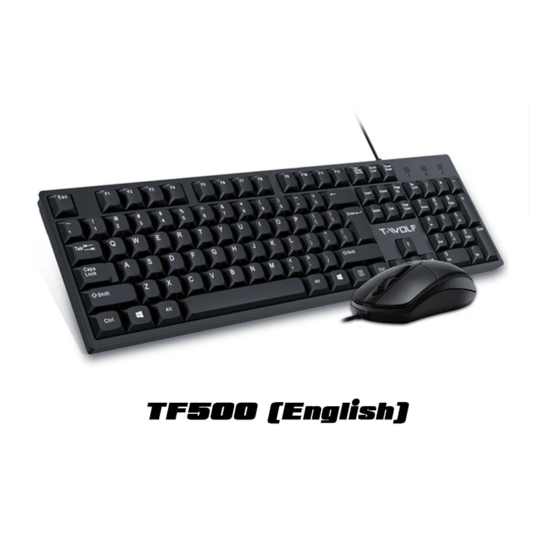 T-WOLF TF500 Keyboard Mouse Set Spanish English Home Gaming Office Business USB Wired Keyboard and Mouse Set