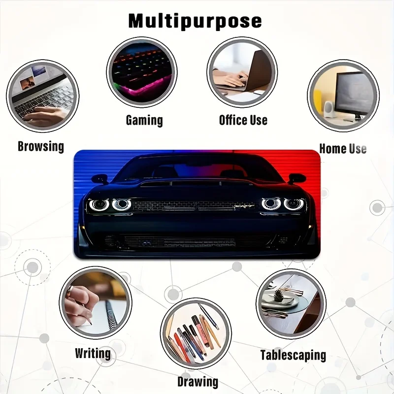 Sprots-car Mouse Pad Car Design Large Desk pad Gaming Mouse Mat Stitched Edges for Computer and Keyboard Non-Slip Rubber office