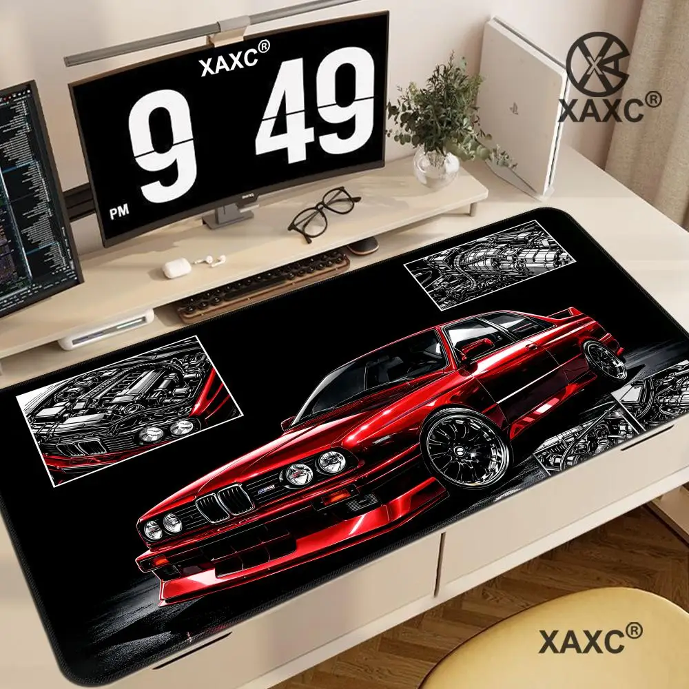 Red classic performance car Mouse Pad Desk Mat Non-Slip Gaming mats pc accessories keyboard HYBXXC Office carpet Extended pad