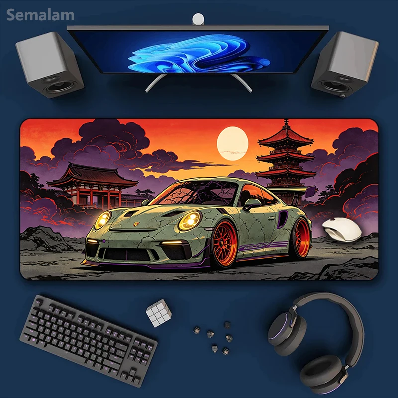 Gaming Mouse Pad Super-Car Design Non-slip Rubber Mat Stitched Edge Extended Keyboard Carpet For Office Laptop PC Gamer Esports