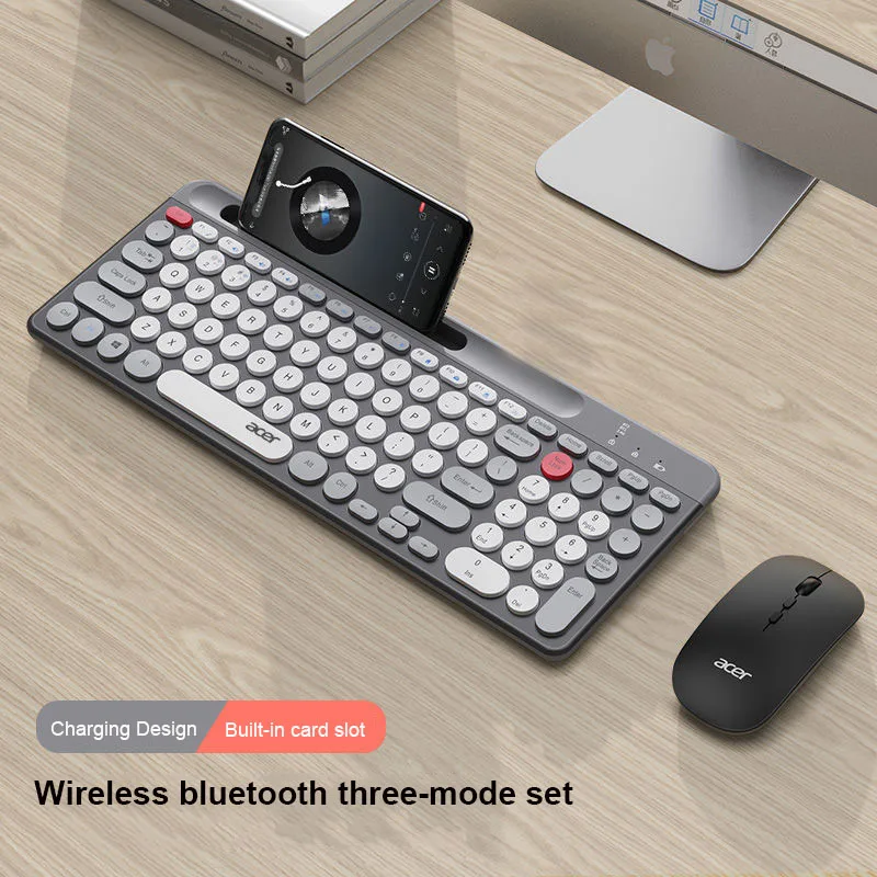 Bluetooth Wireless Keyboard and Mouse Three-mode Full-size Keyboard Set 2.4G for Laptop Pc Gamer Completo TV IPad Macbook Table