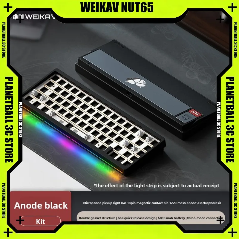 WEIKAV NUT65 Mechanical Keyboard CNC Aluminum Case Tri-Mode Wireless Bluetooth Gaming Keyboard for Mac Windows Laptop PC