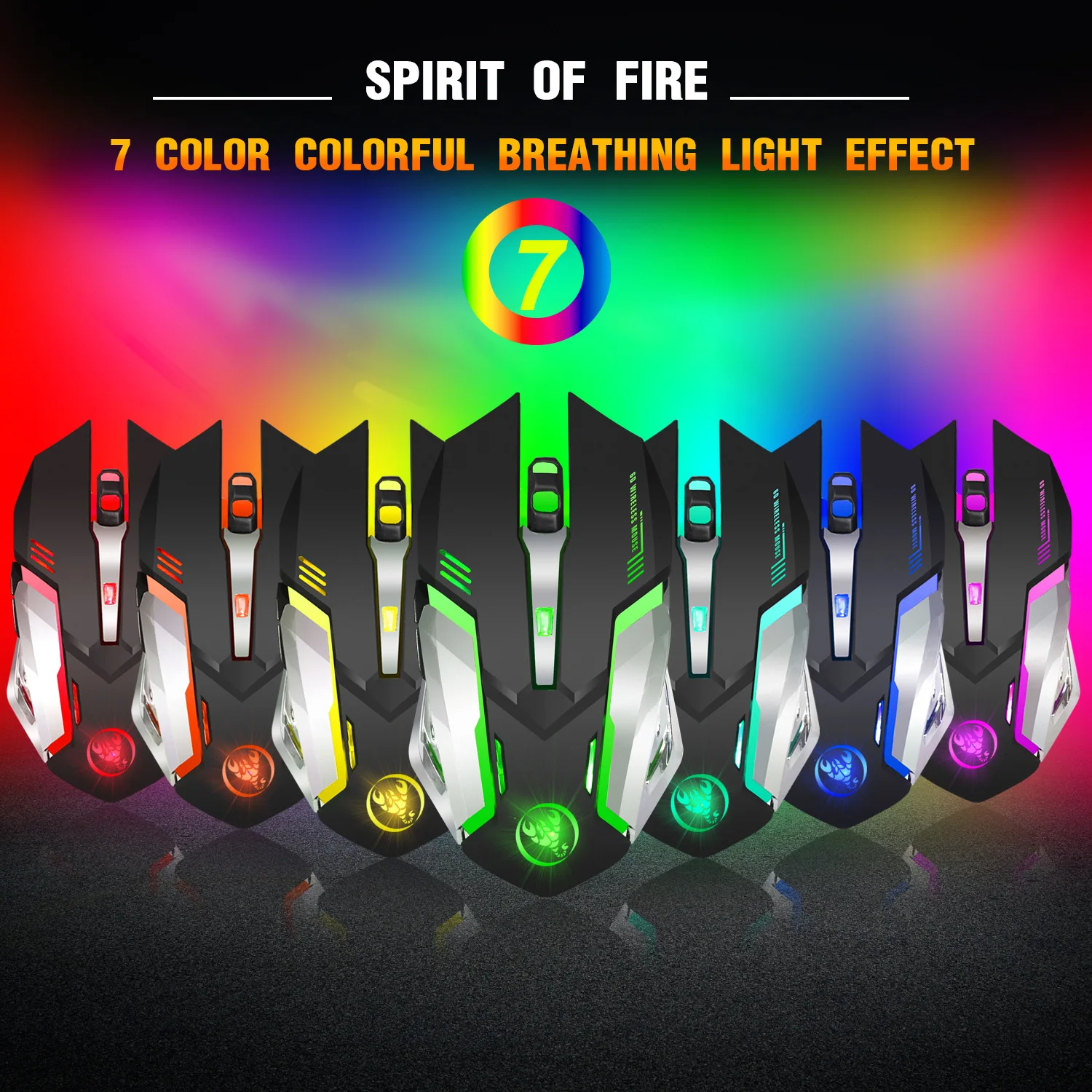 Souris sans fil rechargeable sem fio gaming cable Colorful luminous game 2.4G pc wireless mouse built-in 600mAh ergonomic raton