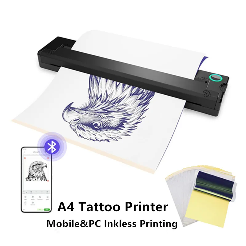 Mini Wireless Bluetooth Tattoo Printer Inkless Portable Tattoo Stencil Transfer Thermal Printer Compatible With Phone/Tablet/PC