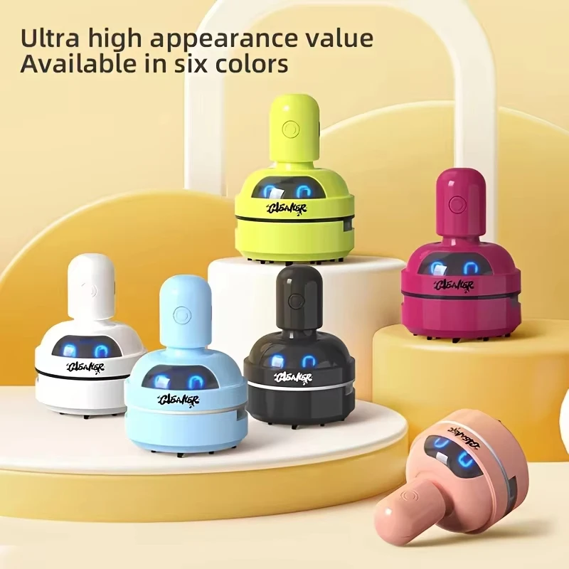 New Cute Cleaner Electric USB Charging Port Portable Desktop Vacuum Cleaner Rubber Shavings Hair Mini Household Cleaning Tool