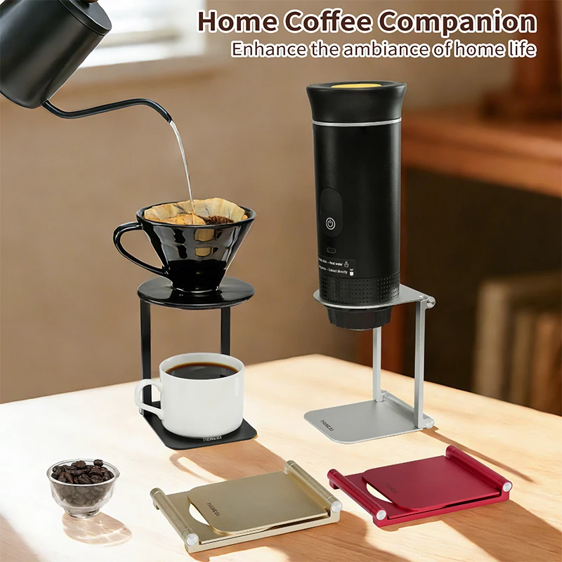 Foldable coffee machine stand aluminum alloy drip filter metal espresso machine base suitable for travel, portable home use