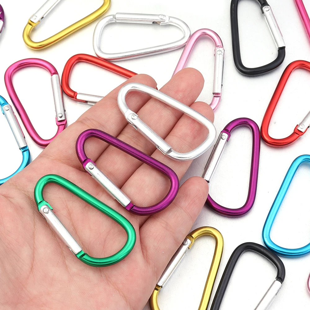 10pcs Carabiner for Keys Chain Mini D-Shaped Aluminum Alloy Keychain Clip Hook Lock Travel Hiking Camping Snap Hook Accessories