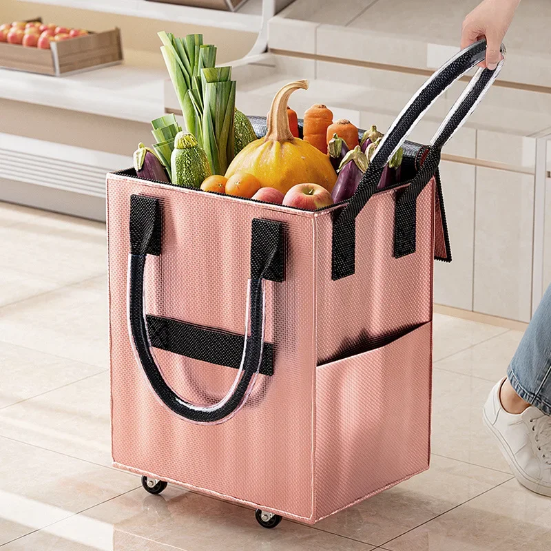 Lightweight Foldable Hand Cart, Portable Shopping Trolley for Groceries, Upgraded Household Pull Cart with Wheels