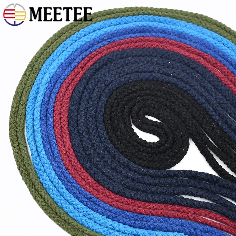 10M 5/7mm Cotton Cord for Bag Backpack Strap Waistband Twisted Rope Shoes Knapsack Decoration Cords DIY Sewing Craft Accessories