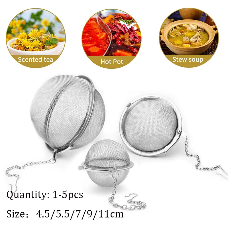 Tea Strainer Stainless Steel Infuser For Tea Brewing Sphere Locking Spice Tea Ball Mesh Tea Sieve Strainers Kitchen Accessories