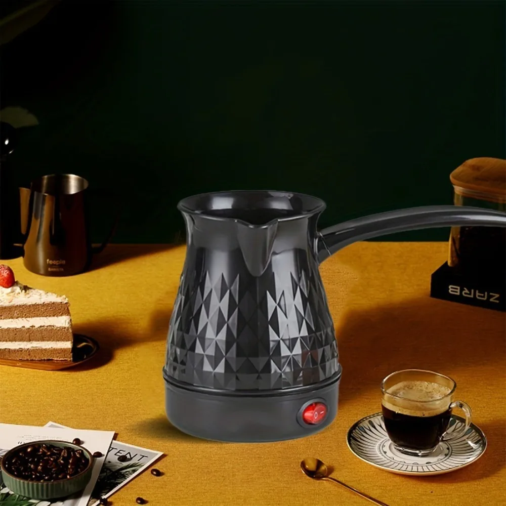 Comfortable Grip Electric Turkish Coffee Pot 600W Ergonomic Long Handle Espresso Kettle Mini Plastic Turkish Coffee Maker Office
