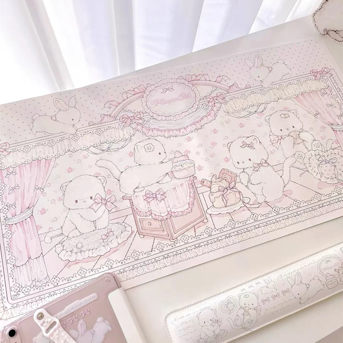 Pink Office Desk Mat & Mouse Pad Waterproof Thickened Cute Cartoon Design House Decoration Gift
