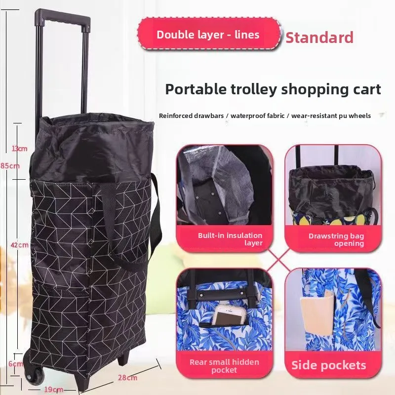 Convenient travel camping car trolley bag folding hand pull to buy groceries small cart home trailer bag small cart