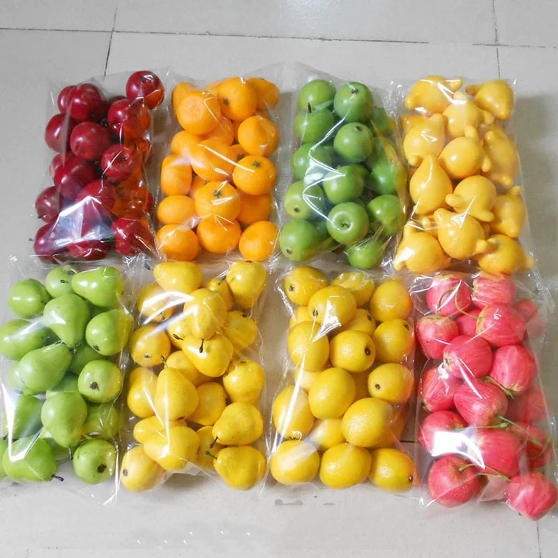 20pcs / Set Simulation Fruit Model Props Fake Apple Pear Lemon Orange Photography Decoration Props Shopping Mall Festival Layout