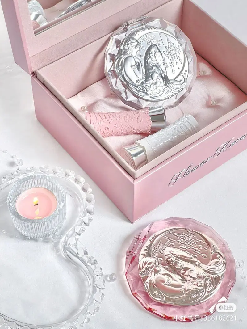 Flower Know 7 Th Anniversary Limited Peripheral Swan Ballet Jewelry Storage Box Handbag Folding Makeup Mirror