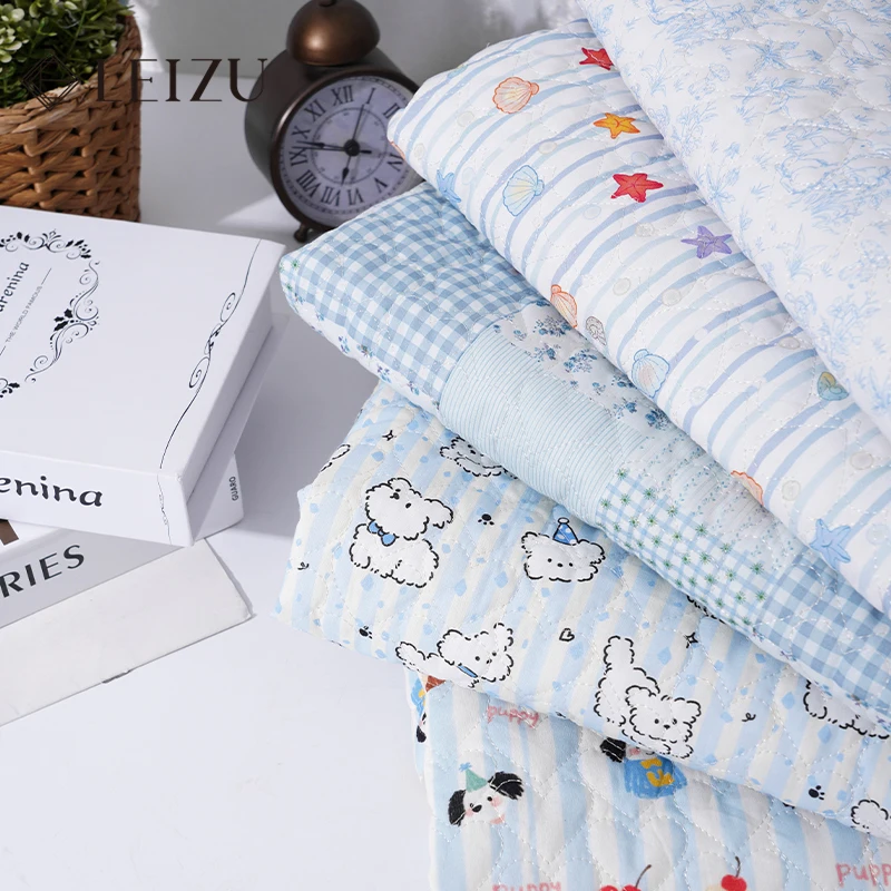 0.5/1/2 Yards Cartoon Printed Quilted Cotton Fabric Star Moon for Quilted Autumn Winter Jacket Coat Bag Jacket Clothing Sewing