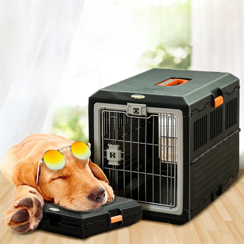 Portable foldable dog cage Oversized breathable pet airline box Car pet cage for traveling Multi-function foldable pet cage