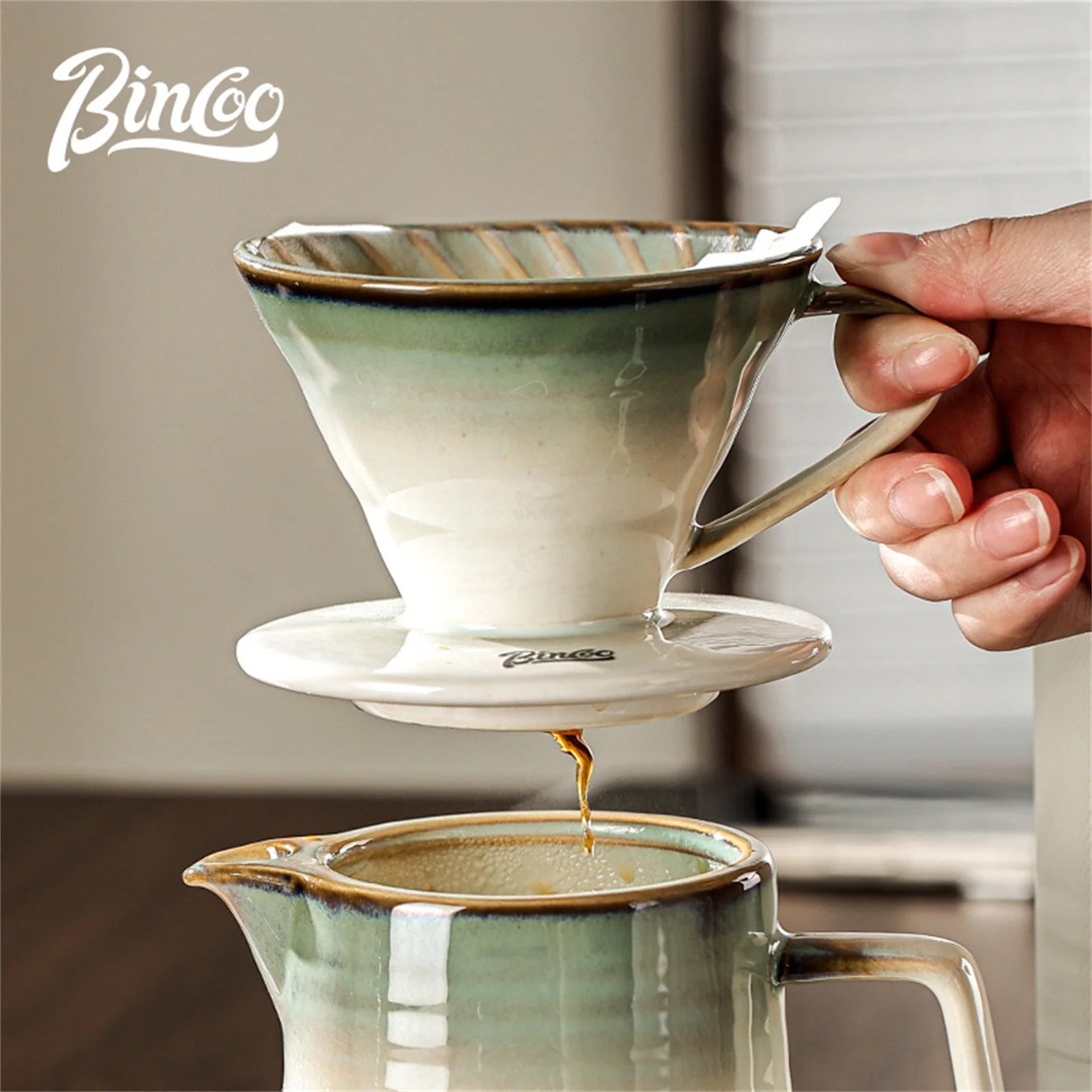 BINCOO Ceramic Coffee Filter Cup Reusable Filters Coffee Maker Hand Brewed Sharing Pot Funnel Dripper Filter Cup Coffee Tools
