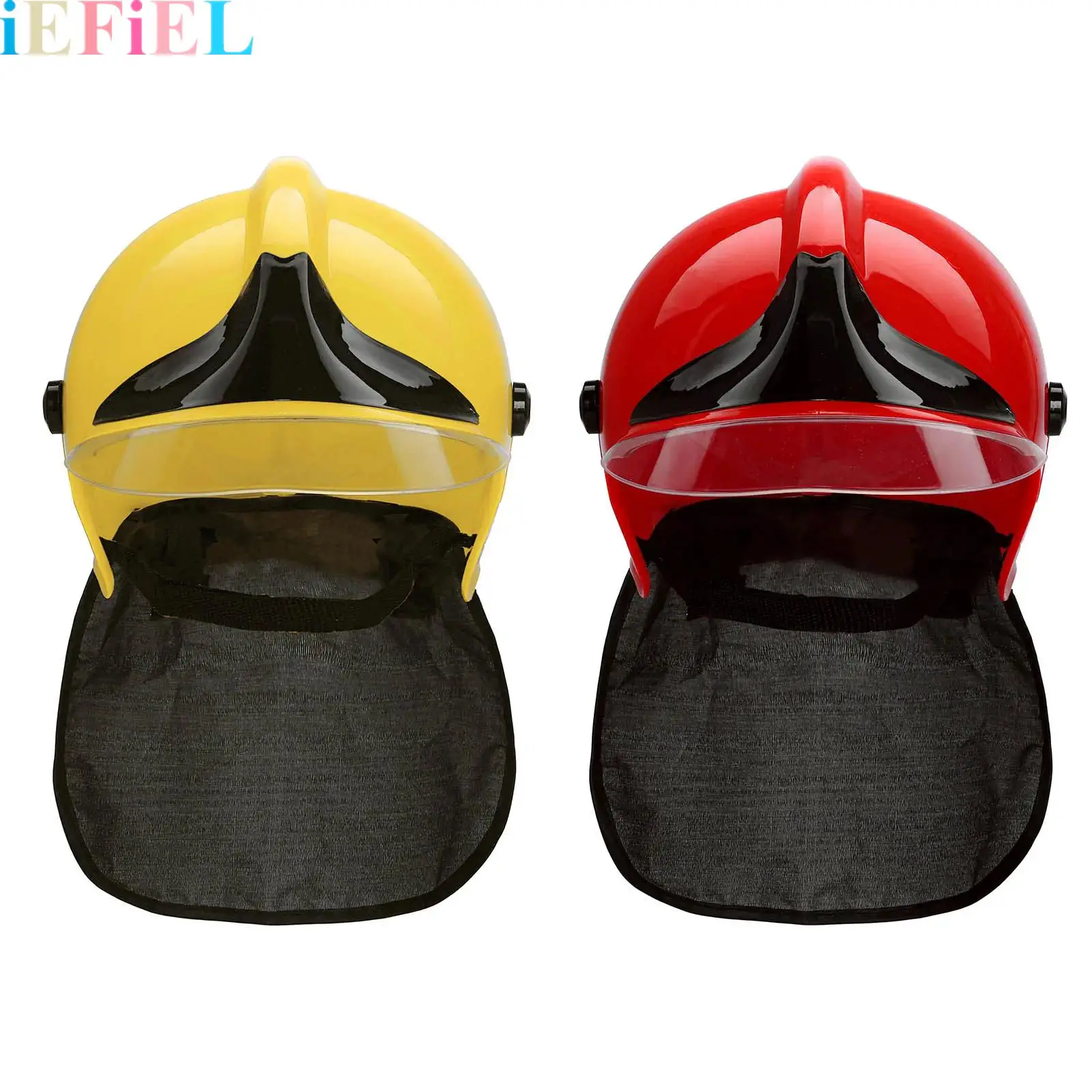 Kids Plastic Adjustable Fireman Hat Hook And Loop Fastener Firefighting Helmet Dress Up Costume Performance Props