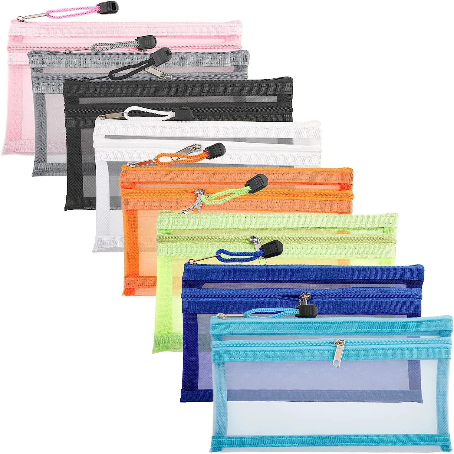A6 Mesh Zipper Pouch Document Bag Waterproof Zip File Folders School Office Supplies Pencil Case 1PC Cosmetic Makeup Bags