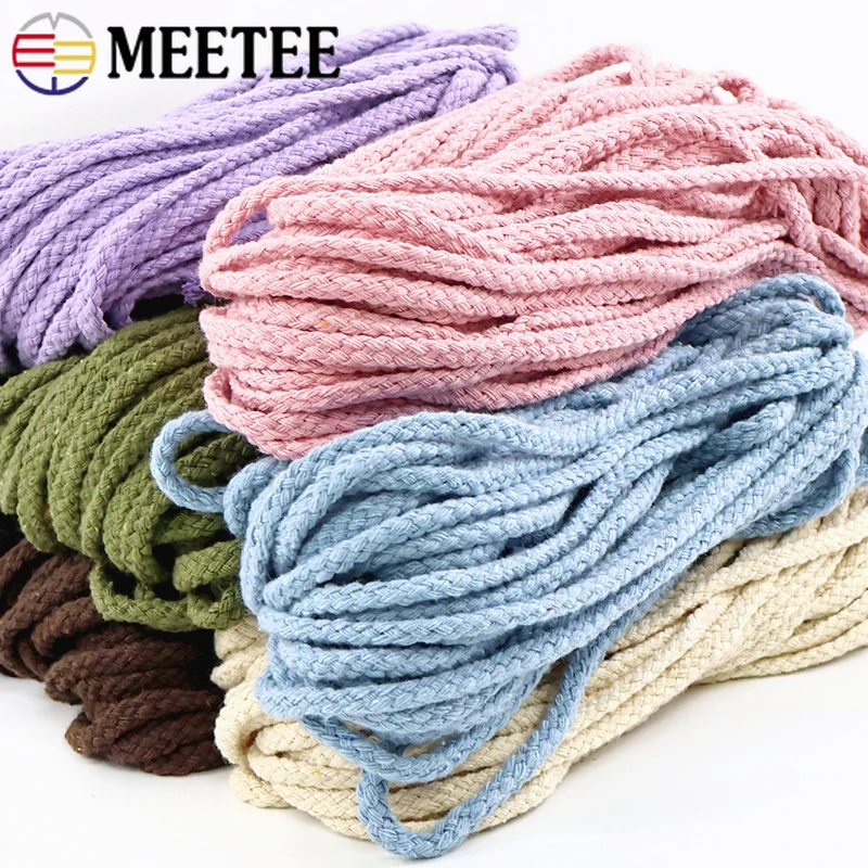 10/20/30M 5mm Cotton Bag Cord for Strap Waistband Backpack Macrame Rope Shoes Knapsack Twisted Cords DIY Sewing Craft Accessory