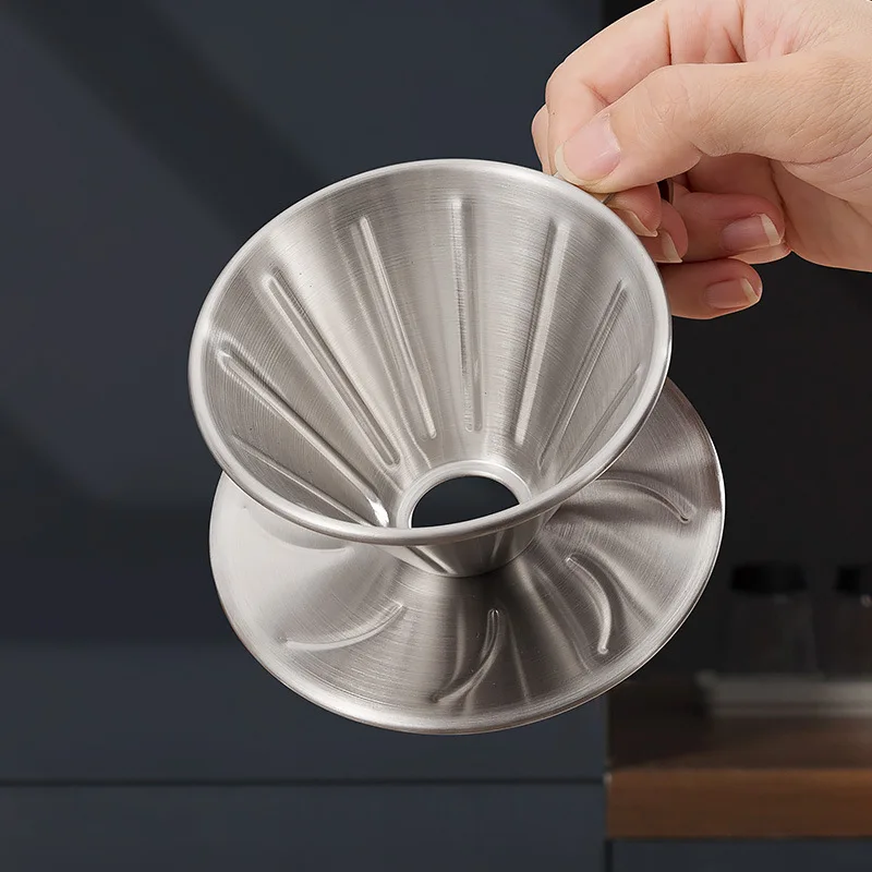 EXSX 304 Stainless Steel Coffee Filter V shaped 60 Degrees Hand Filter Pour Over Drip Coffee Maker  Funnel Dripper Strainer Cup