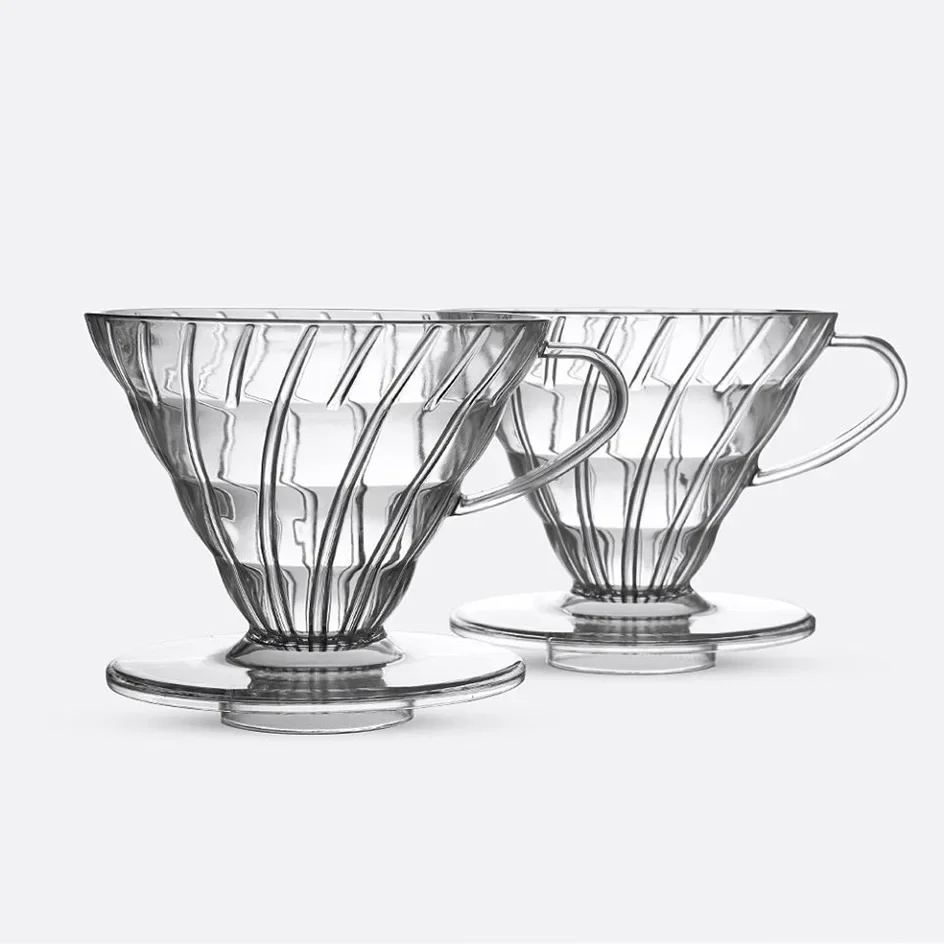 Coffee Dripper Cone Shape Drip Coffee Funnel Plastic V Shape Brewing Coffee Filter Cup V01 V02 for Pour Over Barista 60 Degree