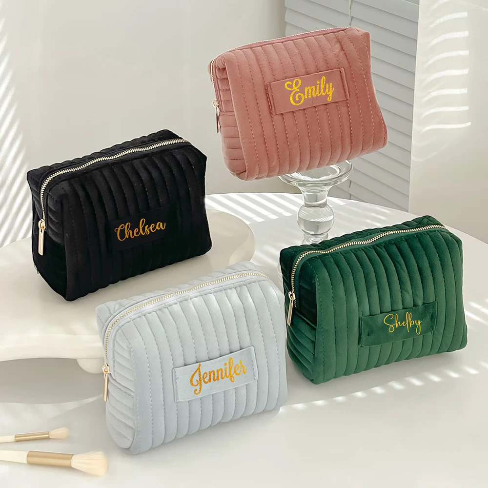 Personalized Travel Small Large Suede Makeup Bag,Custom Velvet Cosmetic Bag,Travel Toiletry Bag,Bridesmaid Valentine's Day Gifts