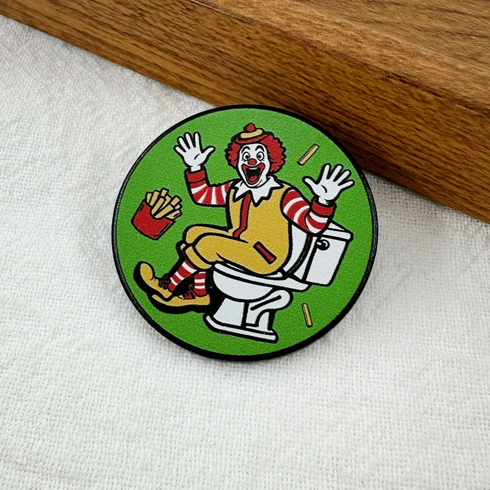 Funny Fast Food Clown Toilet Enamel Brooch Humorous And Spoof Cartoon Fast Food Badges Backpacks Hats Accessories Novelty Gifts