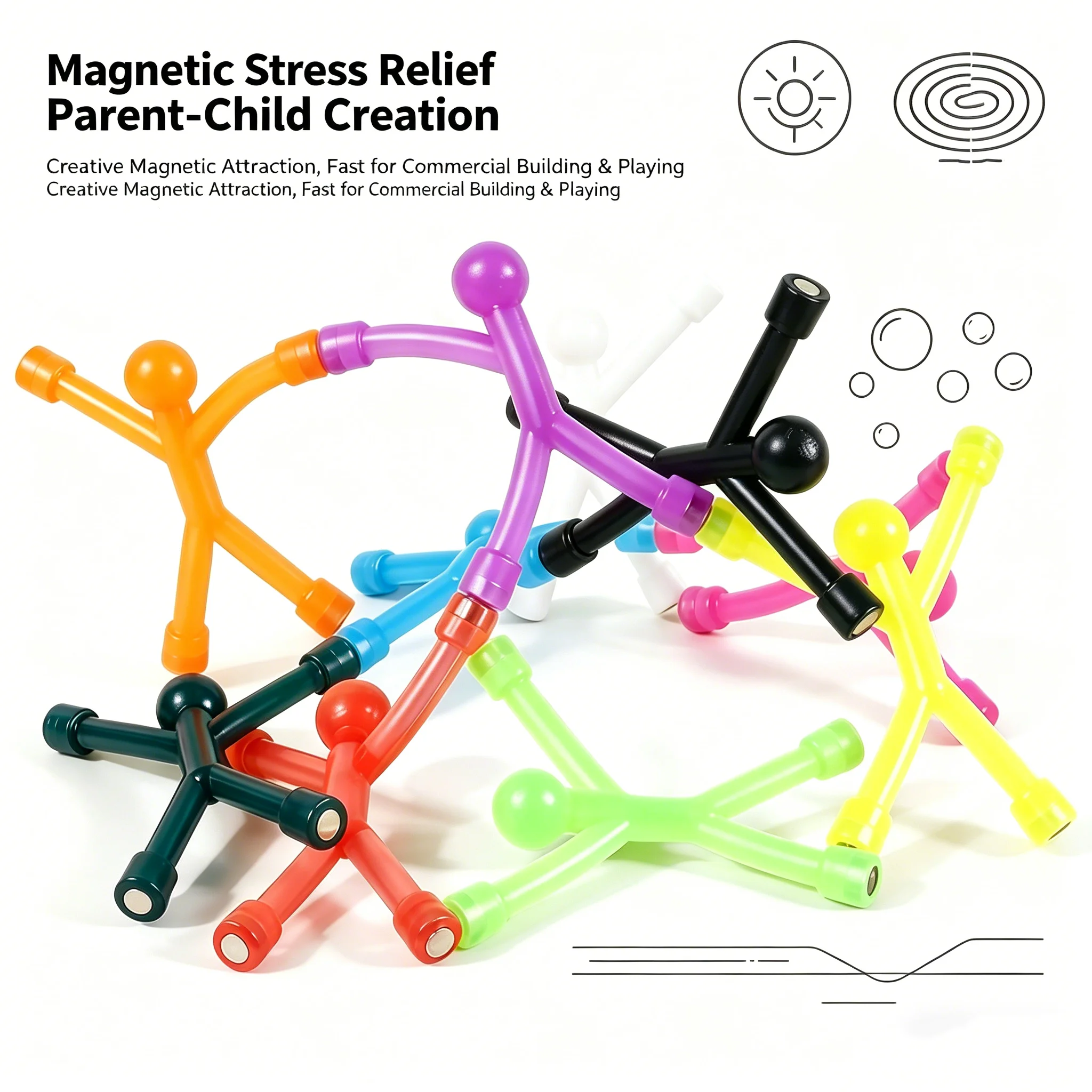 10Pcs Colorful Magnetic Man Toy Flexible Fridge Magnet Sticker for Refrigerator Home Office Decor and Stress Relief