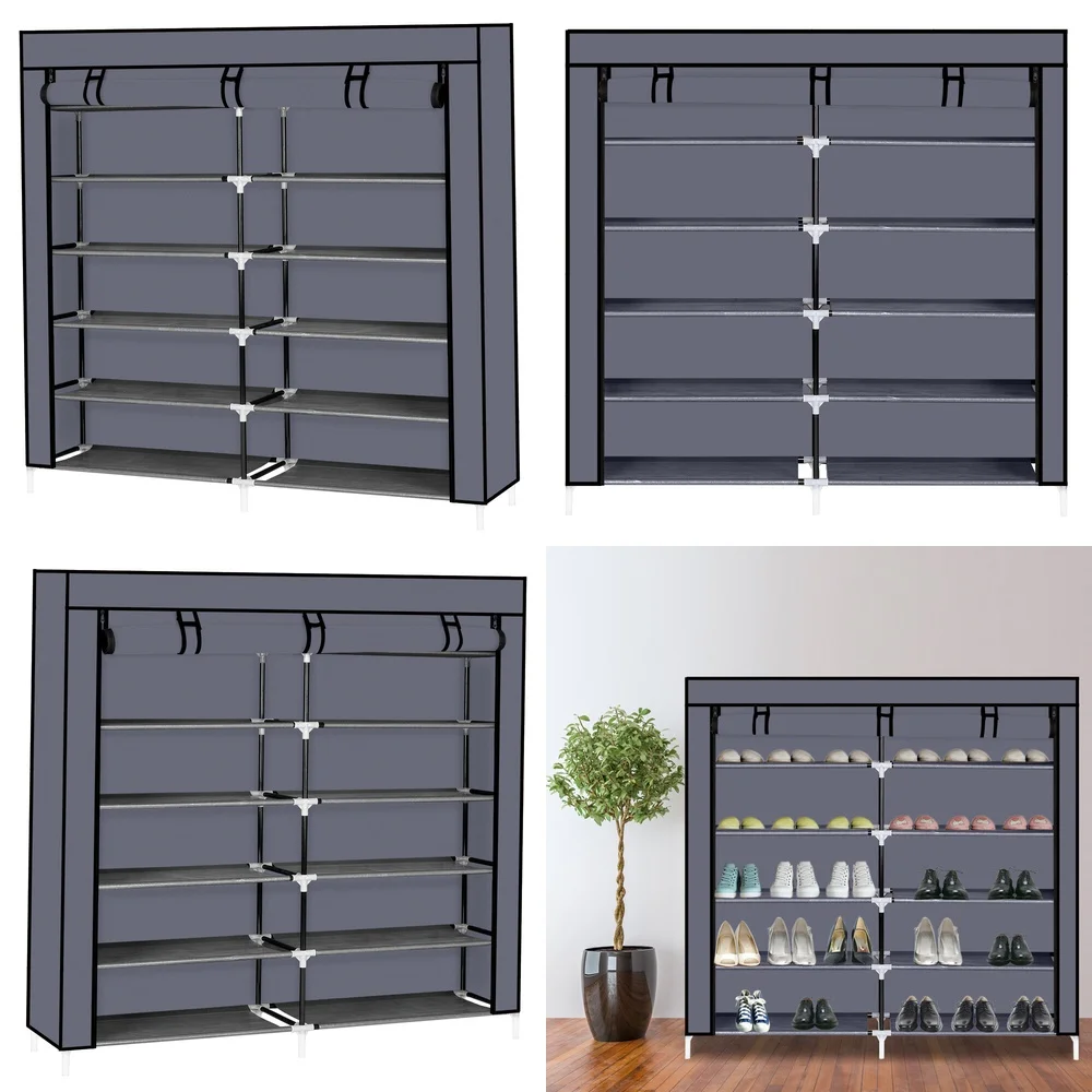 Portable Shoe Rack Stand Storage Organizer with Non Woven Fabric Foldable Shoe Shelf for Home Closet Entryway