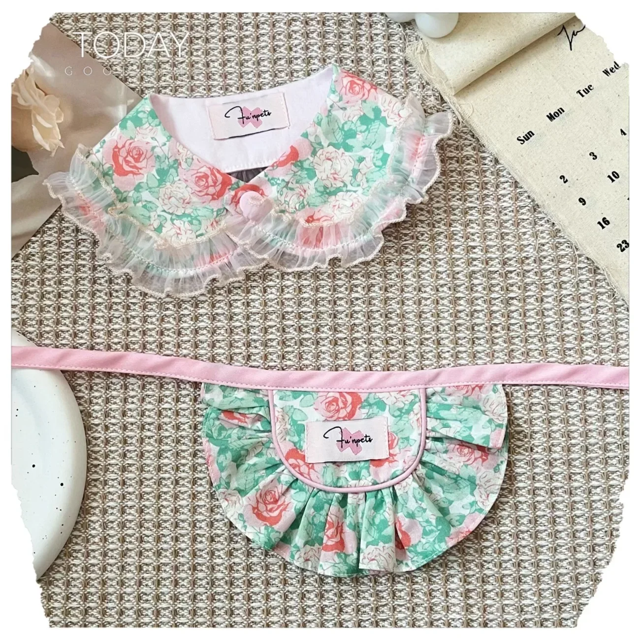 Pet Flower Collar Rose Bib Cat Dog Drool Towel Pet Shawl Teddy Bear Small Dog Scarf Dog Accessories for Small Dogs Puppy