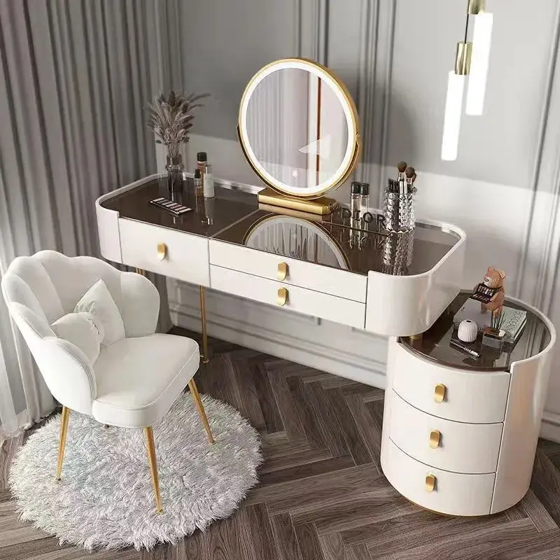 Bedroom Furniture Storage Wireless Charging Bluetooth Makeup Dresser Vanity Dressing Smart Table With LED Mirror