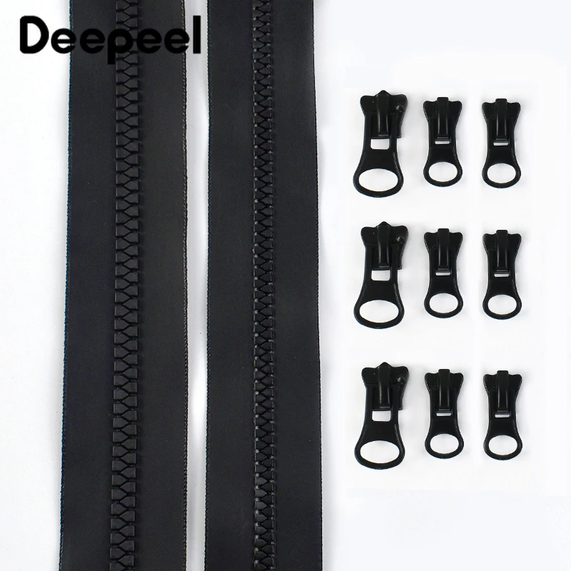1-5Meters 5#8# Waterproof Resin Zippers+Puller Down Tent Replace Zipper Sportwear Backpack Zips Repair Kits Sewing Accessories