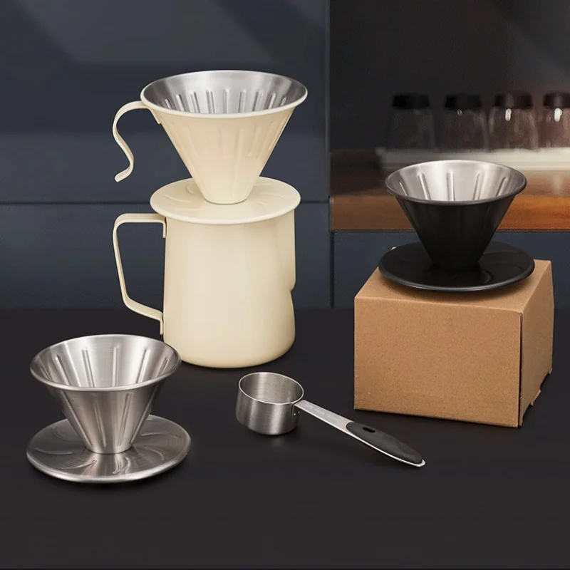 1-2 People Coffee Filter Cup Stainless Steel Hand Drip Filter for V60 Outdoor Coffee Pot Drip Filter Cup Barista Accessories